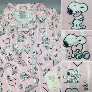 2pc Munki Munki Snoopy Womens Pajama Set Lounge Pants Pink Love Hearts S M L